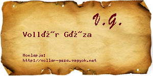 Vollár Géza névjegykártya